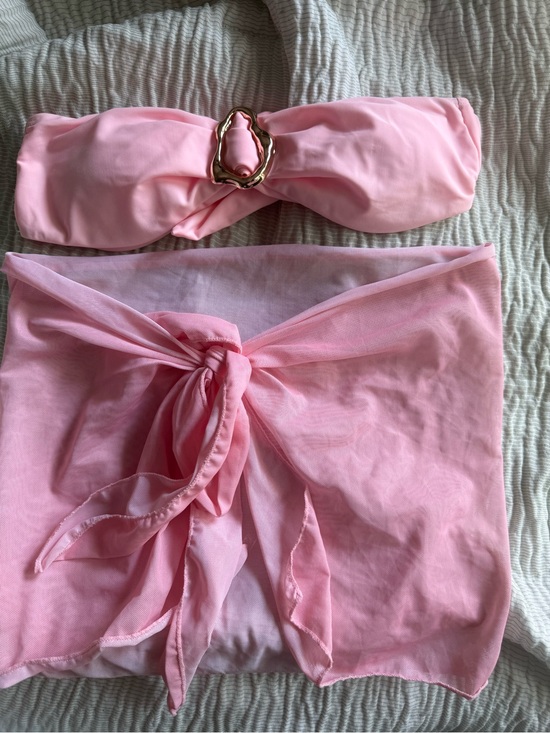 Amazon Other - Amazon Pink Bandeau Bikini Top with Matching Wrap Skirt